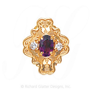 GS488 AMY/D - 14 Karat Gold Slide with Amethyst center and Diamond accents 